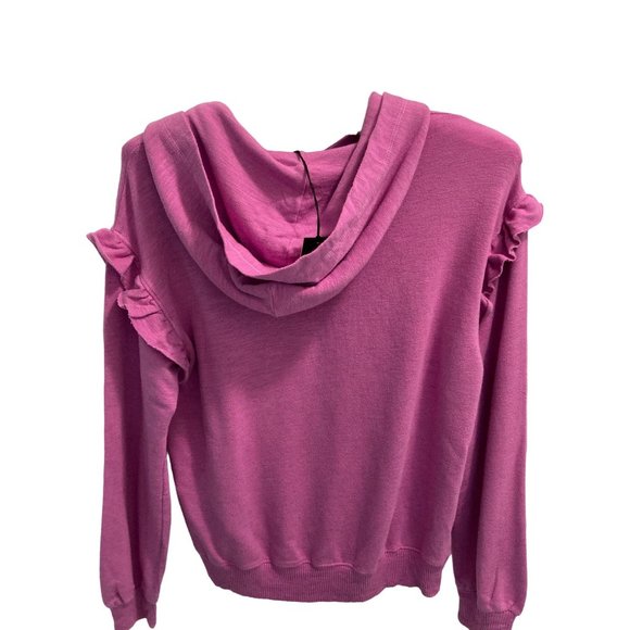 NWT Monrow Super Soft Pink Sweatshirt With Ruffle Insert Womens Sz Small - Picture 4 of 5